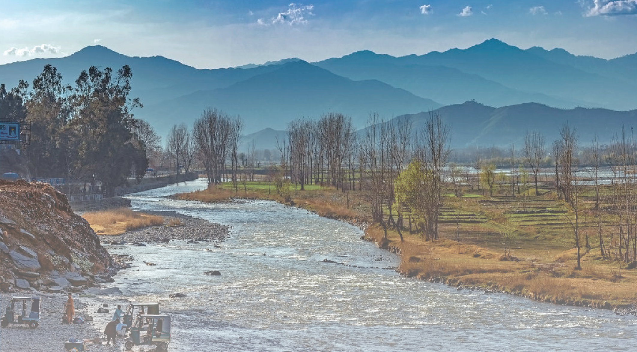 Swat Valley mountains and river view with lush green landscape Pakistan