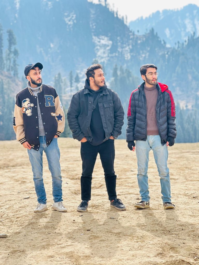 Friends hiking in the mountains enjoying a fun group adventure