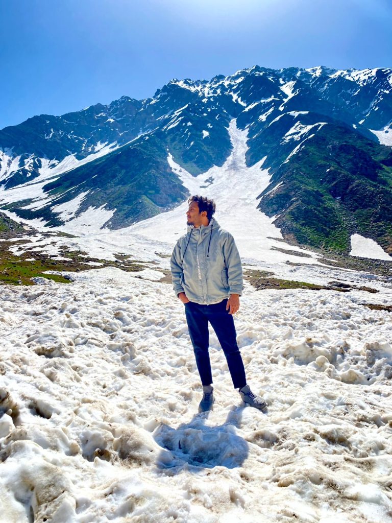 Hiking group enjoying mountains Pakistan