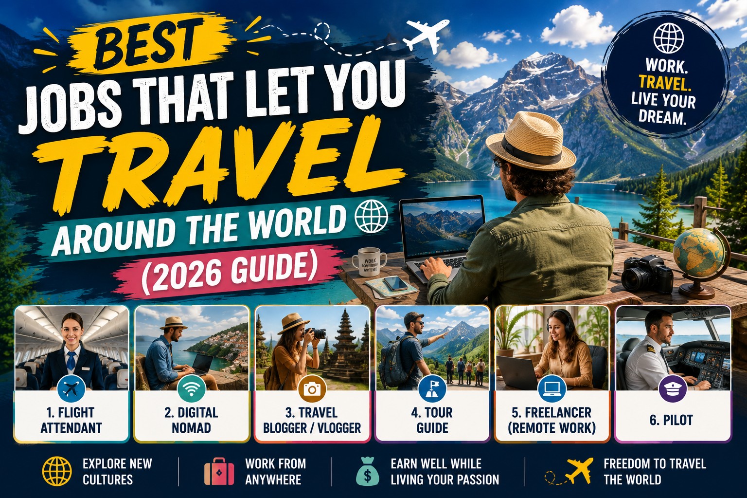 best travel jobs 2026, jobs that let you travel the world, digital nomad careers, travel and work opportunities worldwide