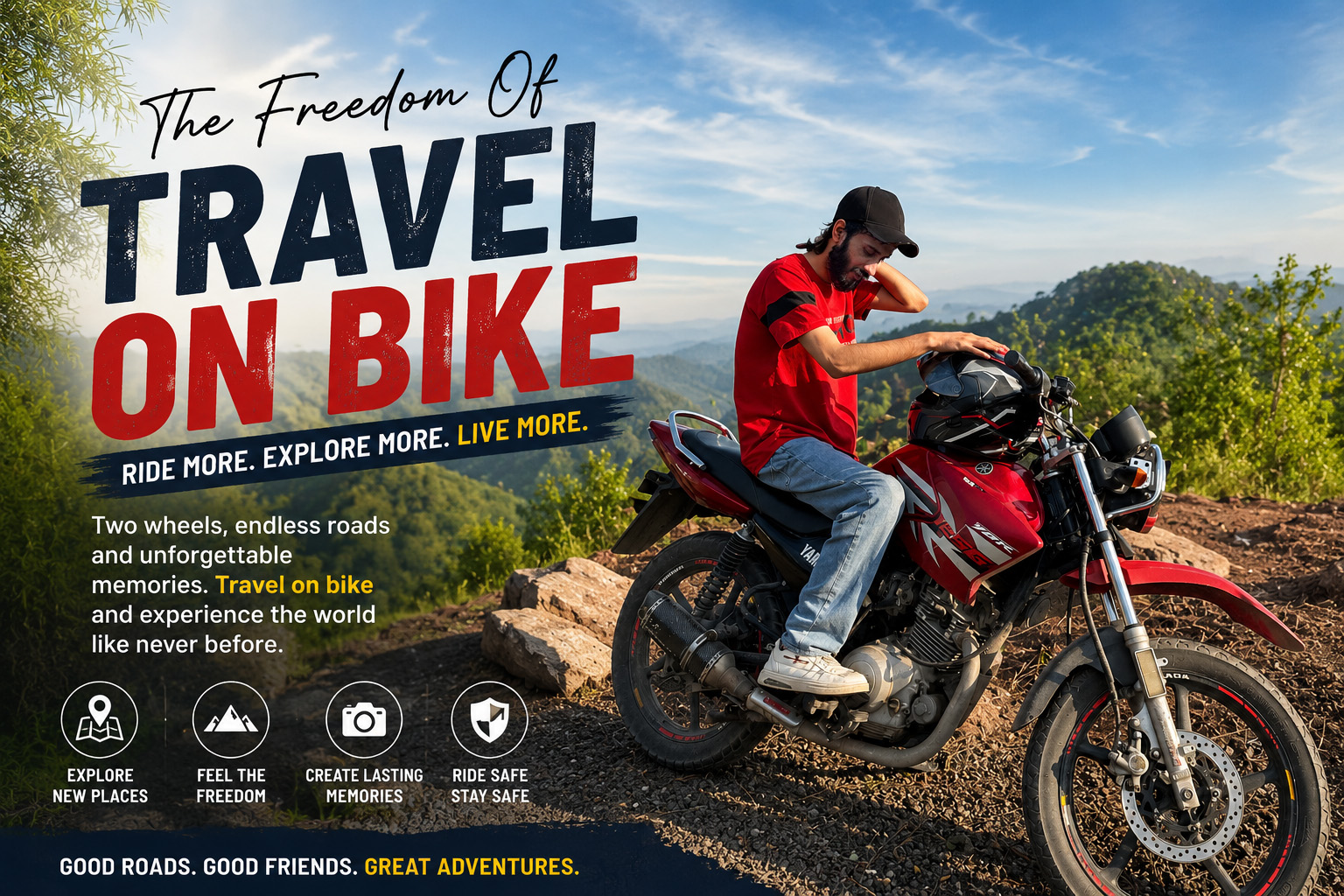 Travel on bike through scenic mountain roads and enjoy an unforgettable adventure