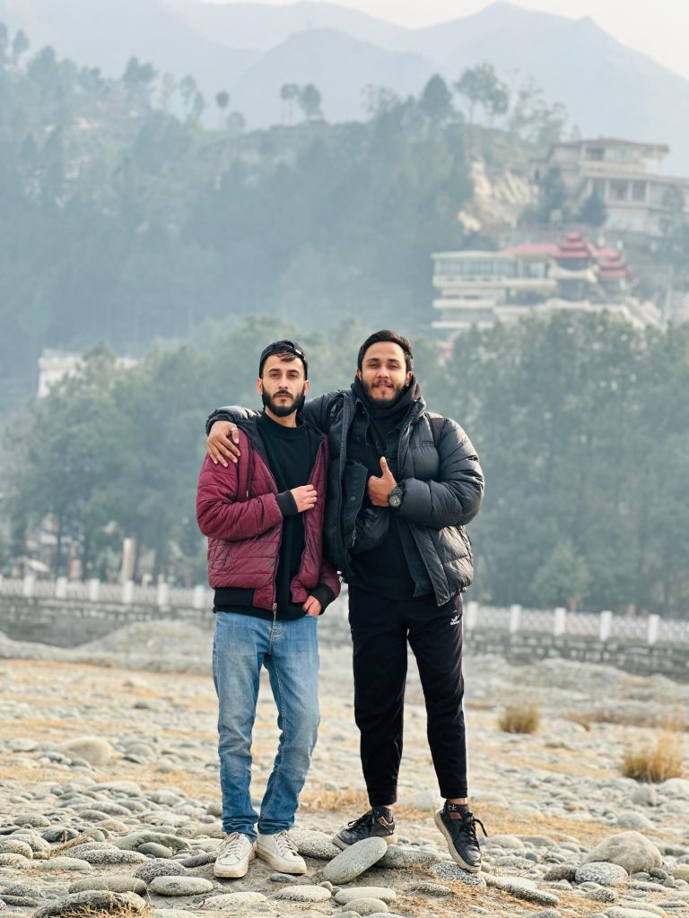 Travel with friends exploring a beautiful mountain destination together